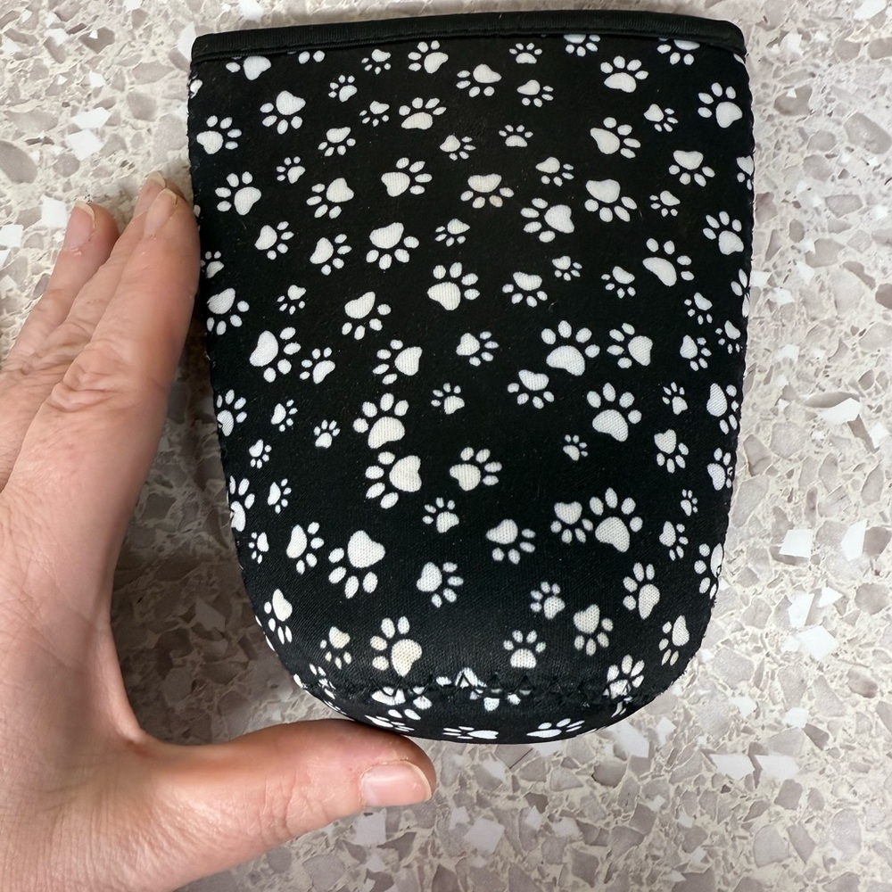 Bottle Koozie White Paw Prints